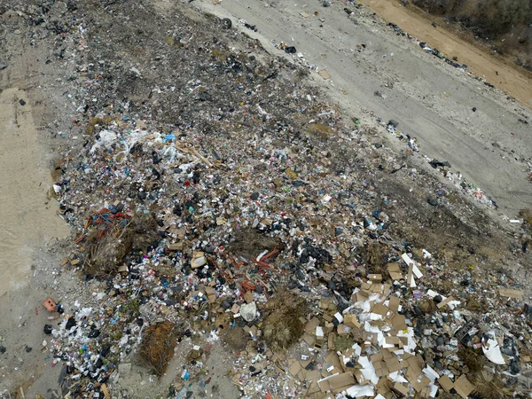 Eine Drohne Von Oben Betrachtet Großen Müllhaufen Müllhaufen Müllkippe Oder — Stockfoto