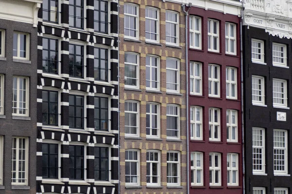 Amsterdam Alte Häuser Blick Von Kanälen Bei Sonnenuntergang — Stockfoto