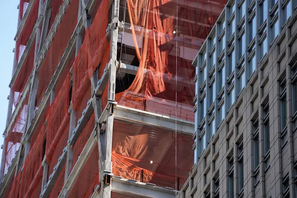 Ristrutturazione Ricostruzione New York Città Manhattan Grattacieli Vista Dalla Strada — Foto Stock