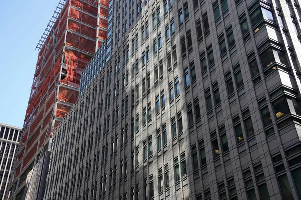 Renovación Reconstrucción Nueva York Ciudad Manhattan Rascacielos Vista Desde Calle — Foto de Stock