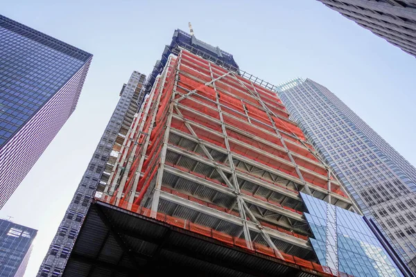 Renovação Reconstrução Nova Iorque Cidade Manhattan Arranha Céus Vista Rua — Fotografia de Stock