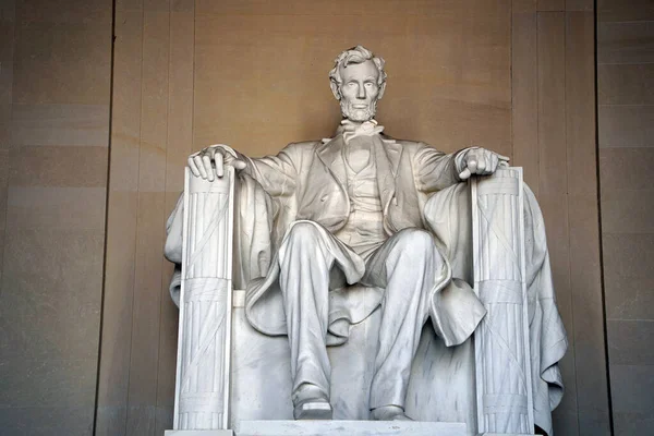 Washington Abraham Lincoln Heykeli Lincoln Anıtı Nın Içinde Amerika Birleşik — Stok fotoğraf