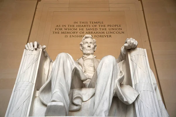 Washington Abraham Lincoln Statue Intérieur Lincoln Memorial Construit Honneur 16Ème — Photo