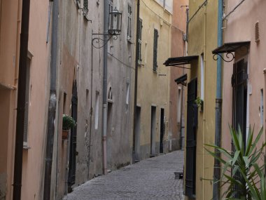 Eski Noli Ortaçağ Köyü Liguria İtalya 'sının dar sokakları