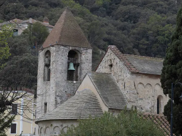 San Paragorio Kilisesi Eski Noli Ortaçağ Köyü Liguria Talya — Stok fotoğraf