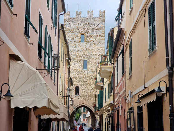Ruas Estreitas Old Noli Medieval Aldeia Liguria Itália — Fotografia de Stock