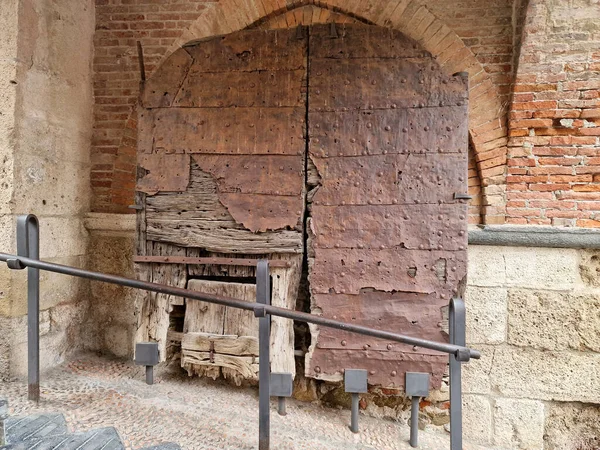 Porta Medieval Madeira Aldeia Medieval Noli Liguria Itália — Fotografia de Stock