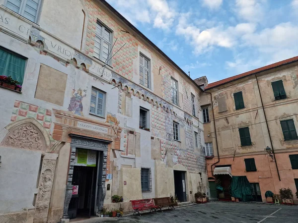 Finalborgo Liguria Középkori Falu Olaszország Palazzo Nazionale — Stock Fotó