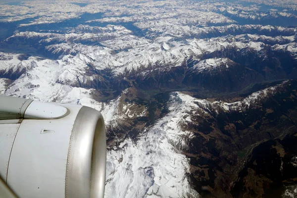 Aerial View Alps Mountains Switzerland Swiss Alps Aerial Panorama Airplane — Stock Photo, Image