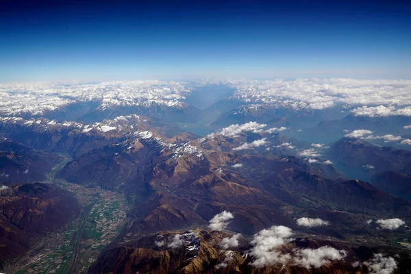 Lugano Λίμνη Στην Ελβετία Aereal Θέα Από Τοπίο Αεροπλάνο Panorama — Φωτογραφία Αρχείου