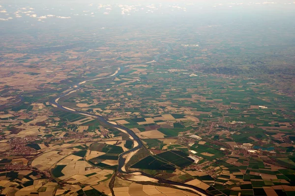 从飞机景观看皮亚努拉 帕达纳波河流域Lombardia空中景观 — 图库照片