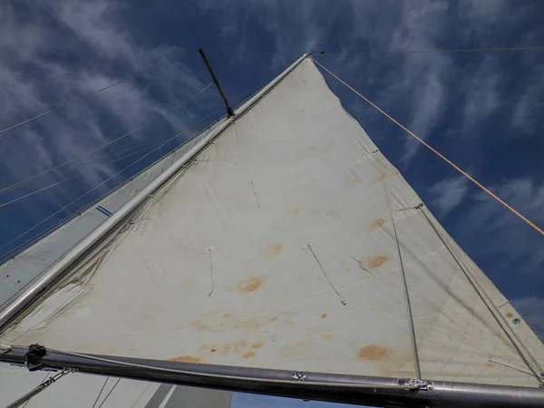 Gamla Segelbåt Pulley Blad Vinsch Segel Detalj Yachting Segling Vinsch — Stockfoto