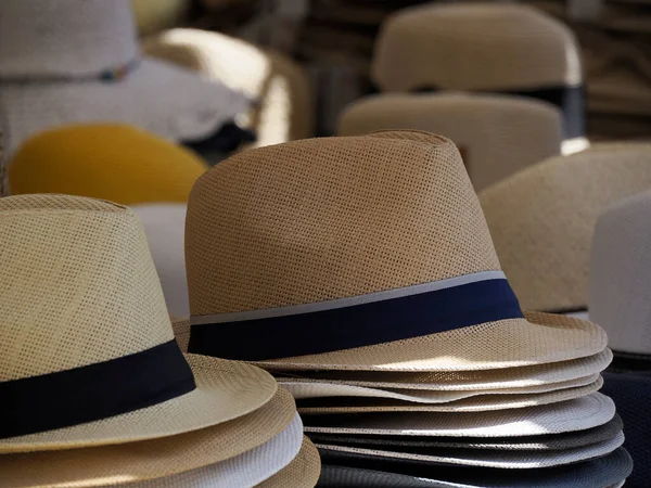 Muchos Sombreros Panamá Mercado Callejero —  Fotos de Stock