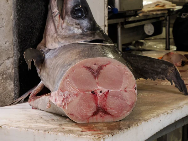 Fresh Swordfish Fish Market Detail Ortigia Old Wown Siracuse Sicily — Stock Photo, Image