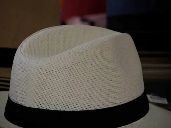 Many Panama Hats Store Street Market — Stock Photo, Image