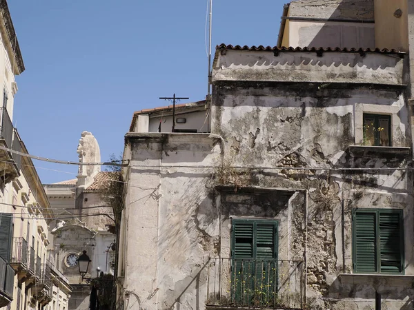 Ortigia Syracuse Edifícios Antigos Vista Rua Dia Ensolarado Sicília Itália — Fotografia de Stock