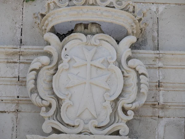 Kupol Detalj Ortigia Syracuse Gamla Byggnader Gatuvy Solig Dag Sicilien — Stockfoto