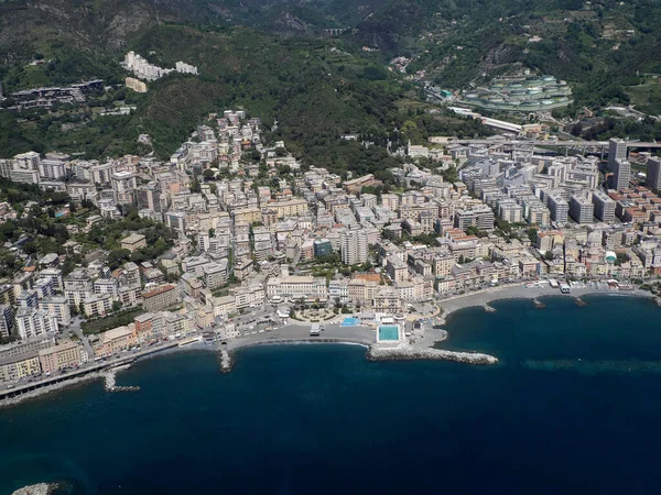 Eine Luftaufnahme Aus Genua Nach Dem Start Vom Flughafen Genua — Stockfoto