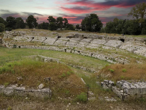 Ρωμαϊκό Αμφιθέατρο Των Συρακουσών Σικελία Ιταλία — Φωτογραφία Αρχείου
