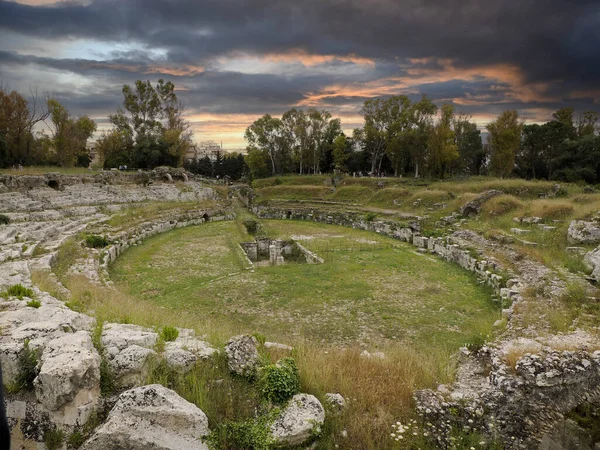 Romerska Amfiteatern Syrakusa Sicilien Italien — Stockfoto