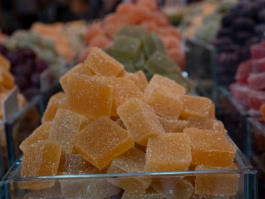 Jöleli boqueria Barselona meyveli deniz ürünleri jambon pazarı.