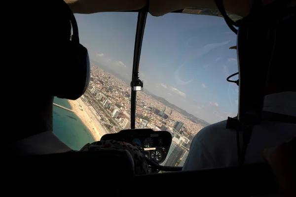 Barcelona Hiszpania Zwiedzanie Helikoptera Widokiem Powietrza — Zdjęcie stockowe