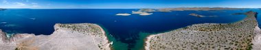 İnanılmaz Kornati Adaları ulusal park panoramik hava manzarası, Dalmaçya Hırvatistan panoramasının manzarası