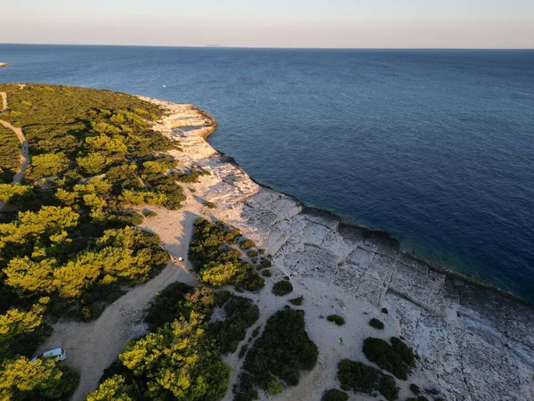 Закате Острова Вис Итальянской Лиссе Остров Хорватия Адриатическом Море Самый — стоковое фото