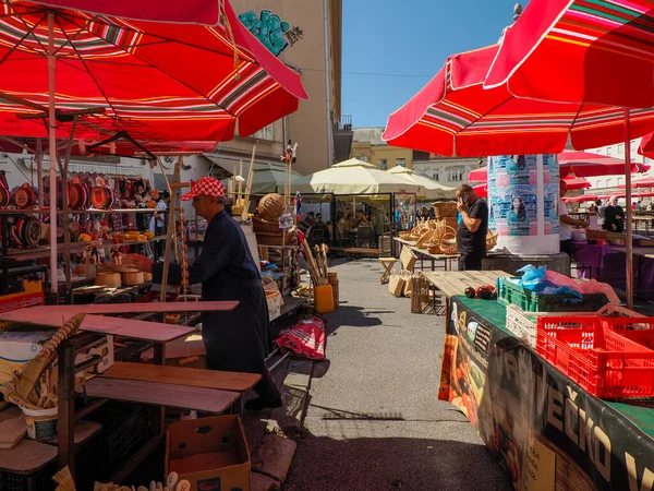 Zagreb Chorvatsko August 2023 Městský Trh Potravinářským Zbožím Ovocem Starém — Stock fotografie