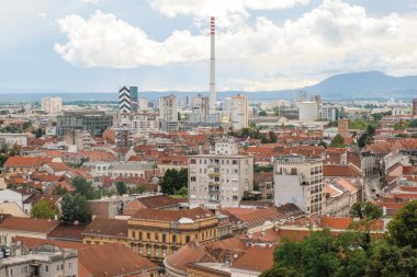 Zagreb Hırvat mimari kenti saat kulesinden Aerial view 'i inşa ediyor