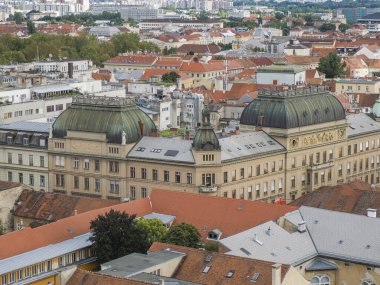 Zagreb Hırvat mimari kenti saat kulesinden Aerial view 'i inşa ediyor