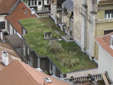 Zagreb Hırvat mimari kenti saat kulesinden Aerial view 'i inşa ediyor