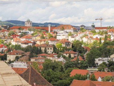 Zagreb Hırvat mimari kenti saat kulesinden Aerial view 'i inşa ediyor