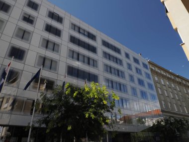 Avrupa meydanındaki modern bina modern Zagreb mimari kent binası