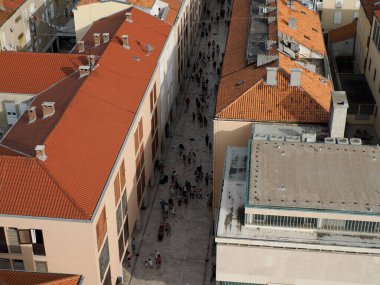 Zadar Şehri Hırvat Ortaçağ Kulesi 'nden hava manzarası