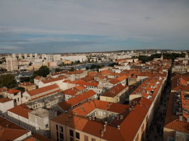 Zadar Şehri Hırvat Ortaçağ Kulesi 'nden hava manzarası