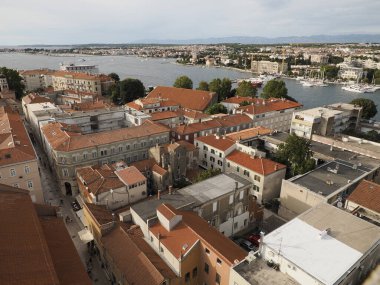 Zadar Şehri Hırvat Ortaçağ Kulesi 'nden hava manzarası