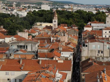 Zadar Şehri Hırvat Ortaçağ Kulesi 'nden hava manzarası
