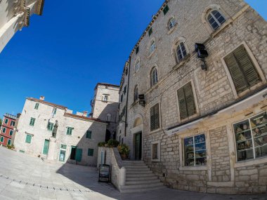 Hırvatistan 'ın dünya mirası sahası Sibenik' in ortaçağ köyü ayrıntıları