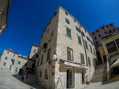 Hırvatistan 'ın dünya mirası sahası Sibenik' in ortaçağ köyü ayrıntıları