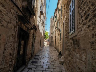 Hırvatistan 'ın dünya mirası sahası Sibenik' in ortaçağ köyü ayrıntıları