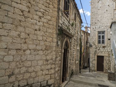 Hırvatistan 'ın dünya mirası sahası Sibenik' in ortaçağ köyü ayrıntıları