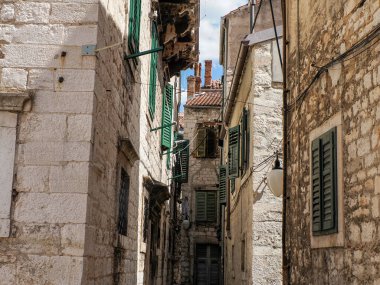 Hırvatistan 'ın dünya mirası sahası Sibenik' in ortaçağ köyü ayrıntıları