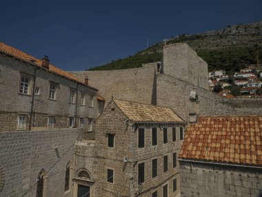 Dubrovnik Hırvatistan 'ın ortaçağ kentinin kırmızı kiremitleri