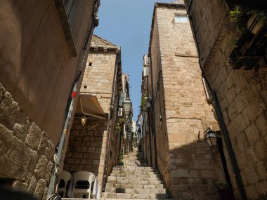 Dubrovnik sokağı Hırvatistan ortaçağ kasabası