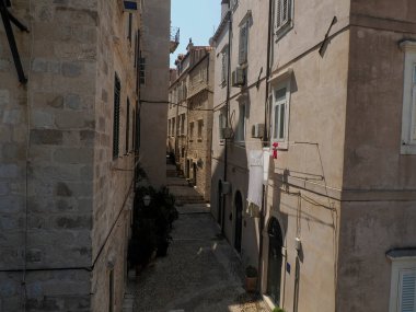 Dubrovnik Hırvatistan şehir duvarlarından ortaçağ kasaba manzarası