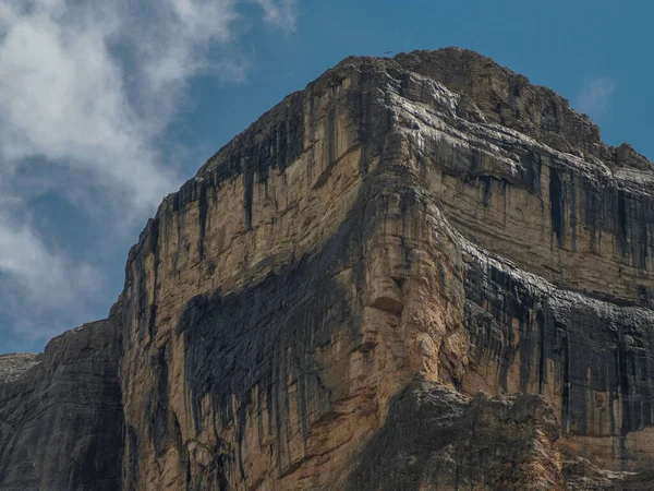 Detail Rock Monte Croce Cross Mountain Dolomites Badia Valley Panorama — Stock Photo, Image