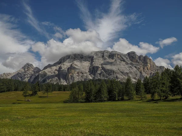 Monte Croce Cross Mountain Dolomites Badia Valley Panorama Landscape — Stock Photo, Image