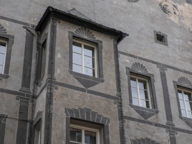 Brunico Brunek Ortaçağ Köyü detayları Val Pusteria Pustertal - Trentino Alto Adige Sudtirol Güney Tyrol İtalya, Avrupa