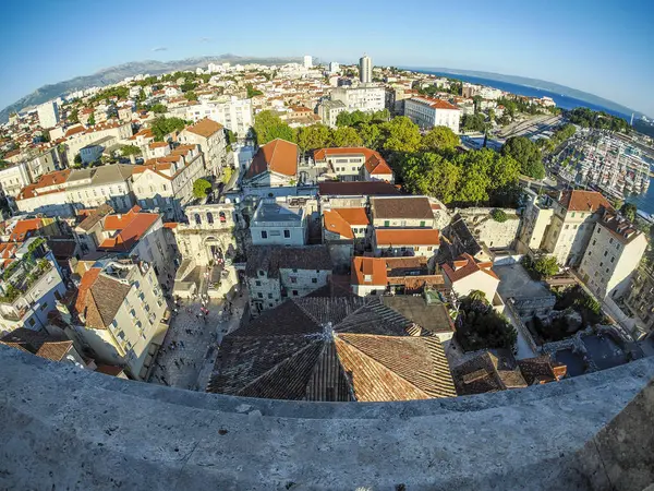 Split Chorwacja Widok Lotu Ptaka Wieży Starego Miasta Pałacu Rzymskiego — Zdjęcie stockowe